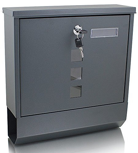 BITUXX Briefkasten anthrazit grau Post Briefkasten Wandbriefkasten mit Zeitungsrolle