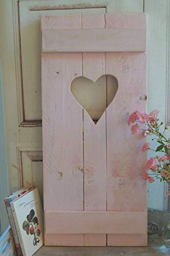 windschief-living Landhaus Fensterladen ROSA mit Herz,Shabby Antique chic Handgefertigt
