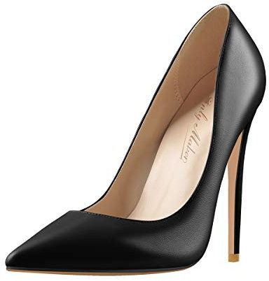 Only maker Damen Klassische High Heels Spitze Elegante Pumps Stiletto Damenschuhe Schwarz 39 EU