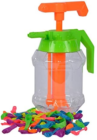 Simba 107796090 - Wasserbomben Füllflasche, mit Pumpfunktion und integrierter Knothilfe, 100 Wasserbomben, Füllvolumen 1,4 Liter, Wasserspielzeug