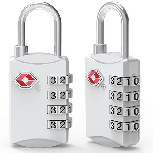 Diyife TSA Luggage Locks, [Nouvelle Version] Cadenas de Sécurité à 4 Chiffres, Cadenas à Bagages Cadenas à Combinaison, Verrouillage du Code pour Les vValises de Voyage (2 pièces Argent)