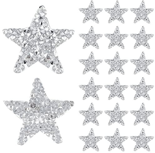 INFUNLY 30PCS Star Patches for Clothing Rhinestone Iron on Patches Bling Star Applique Handmade Repair Patch Adhesive Crystals Appliques for T-Shirts Bags Shoes Hats Repair Decor DIY Accessories