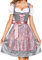 AMZHOTER Dirndl Damen midi Trachtenkleid Trachtenmode Trachtenrock Kleid inkl. Dirndlbluse Dirndlschürze 3 teilig für Oktoberfest Besondere Anlässe Grau 42