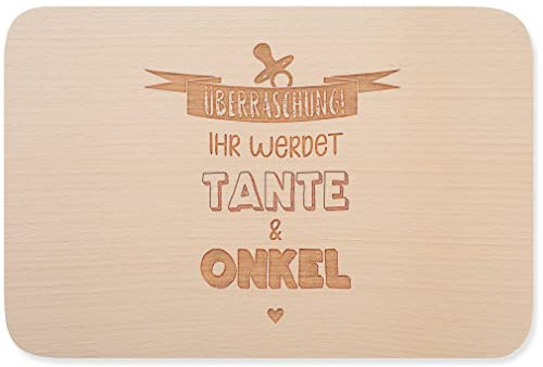 JUNIWORDS Frühstücksbrettchen, Überraschung! Ihr werdet Tante & Onkel, Holzbrett Frühstücksbrett Holzbrettchen (1005458)