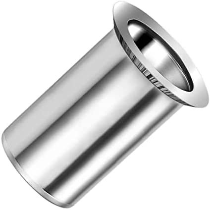 M5 Écrous à sertir aveugles, tête fraisée, corps rond, insert fileté ouvert, 5mm écrou à sertir en acier zingué, écrou à sertir pour acier, alliage, cuivre, plastique et composite (50 pcs.)