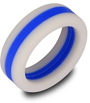 Longbeauty Damen Herren Sport Silikon Ringe Eheringe für Sport Workouts Hochzeit Gummibänder Langlebig Mehrfarbig, Größe 64, Grau/Blau