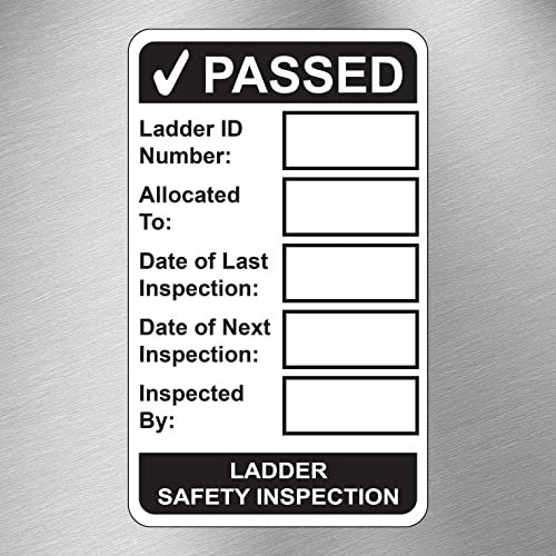 24 Ladder Safety Inspection self Adhesive Vinyl Stickers - 79mm x 48mm Black (24 Pack)
