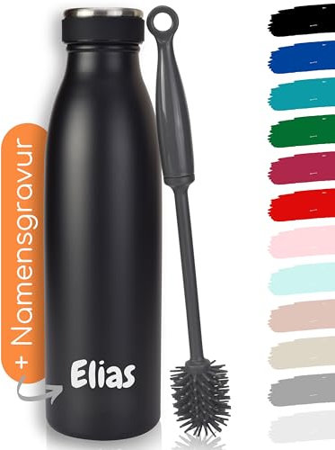 Milu Borraccia in acciaio inox con incisione 350, 500, 750, 1 l, 1,5 l, idea regalo personalizzata con nome di Natale, per uomini, donne, mamma, papà, fidanzata (500 ml + incisione)