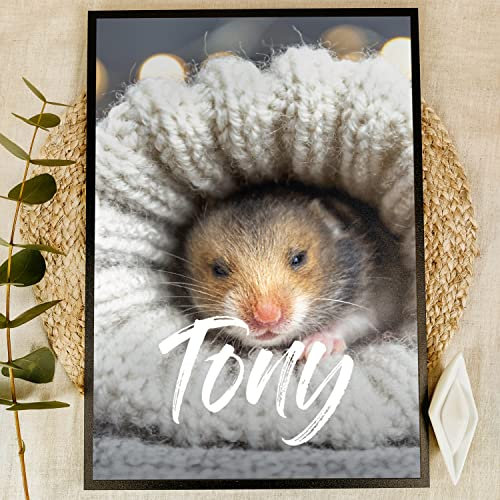 Elbeffekt Mein Hamster Holzbild - Foto Geschenk - personalisierbar zum Hinstellen/Aufhängen opt. beleuchtet Hamster Zubehör, Hamster Spielzeug, Mein Hamsterkäfig Poster - Dein Hamster Fotogeschenk