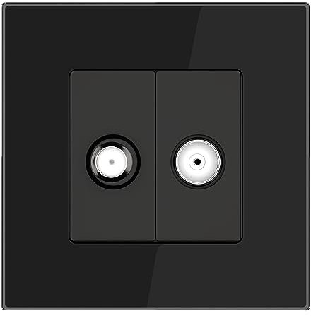 PULSAR Sat Dose Unterputz mit Kabel Dose 1-Fach Rahmen aus Glas Schwarz Kabel/SAT Anschlussdose Antennendose, TV SAT/Kabel Steckdose
