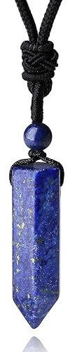 XIANNVXI Lapislazuli Kette Herren Damen Kristalle Anhänger Sechseckiger Punkt Anhänger Ketten Heilung Kristall Natürliche Edelsteine Verstellbares Seil Reiki Schmuck Halskette Papa Geschenke