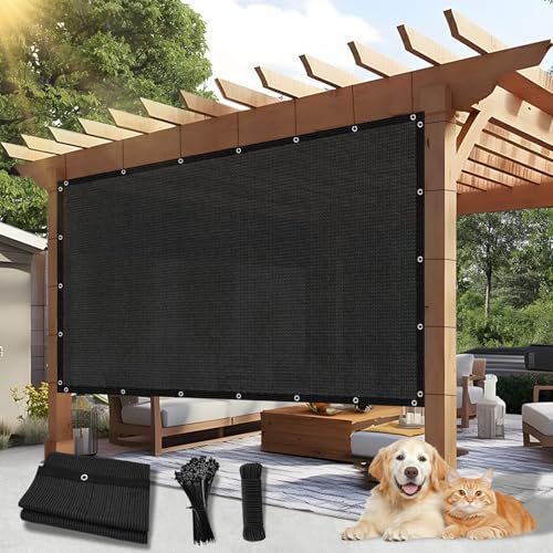 BELLE DURA Outdoor 90% Sun Shade Cloth with Grommets, 4 X 9 FT Pergola Shade Cover for Garden Patio Carport Kennel Swimming Pool, Black (We Make Custom Size)