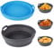 Air Fryer Silicone Liners, Reusable Collapsible Round Basket Airfryer Liner, 8.5 inch Foldable Heat Resistant Non Stick Baking Trays for 5QT -8QT Air Fryers, 2 Pack (Grey+Blue)