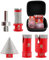 FOCSTOL Foret Diamant Carrelage Kit - 5 pièces (25/35mm+20mm Foret Fraise+50mm Mèches Chanfrein Biseautées+Adaptateur) Scie Cloche Diamantée pour Porcelaine Carrelage Marbre Granit