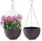 WOWEI Lot de 2 Pots de Fleurs Suspendus avec Nchaînes en Acier Inoxydable Pot Suspendu Plante avec Réservoir d'eau et Trou de Drainage Intérieur Exterieur Balcon et Jardiniere Suspendue (Marron, L)