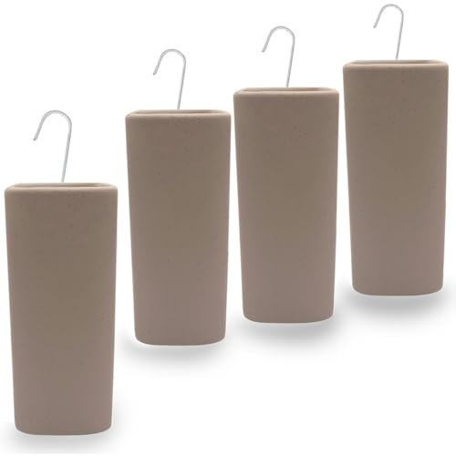 Paluplus Set 4 Evaporatori d'acqua per termosifoni in Ceramica, misura 8x4x19 cm, Umidificatore con motivo PUNTINI e gancio a forma di S -5674 (Tortora)