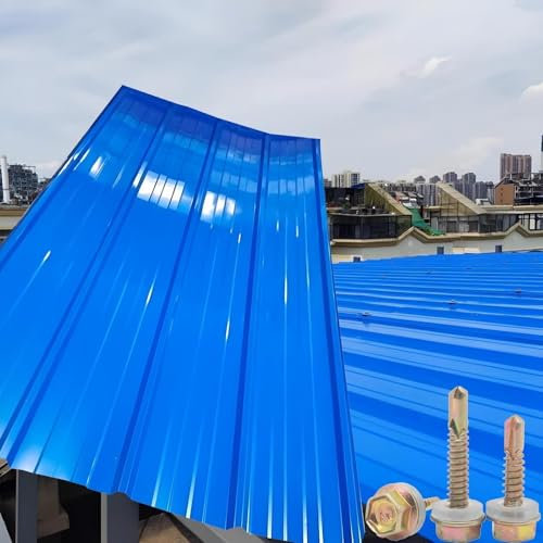 Dachplatten, Dachblech für Geräteschuppen, Eisenmaterial, Breite 90 cm, Dicke 0,3 mm, Länge 100 cm, 120 cm, Wellblech-Dachplatten, blau (100 x 90 cm, 2 Stück)