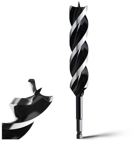 32 x 300 mm Wood Auger Drill Bit for Softwood, Hardwood with Centre Point and E 9.5 Shank
