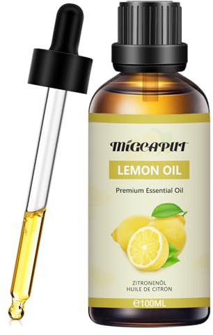 MIGCAPUT Olio Essenziale di Limone 100ML, Olio di Limone Profumato Premium, 100% Naturale Oli Essenziali di Aromaterapia per Diffusori, Massaggi, Relax, Produzione di Sapone Fatta a Mano