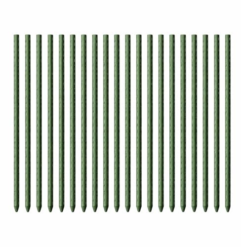 Toboli 20x Pflanzstäbe grün 90 cm Ø 11 mm Rankstäbe aus Metall und Kunststoff, Pflanzstangen für Tomaten und Kletterpflanzen