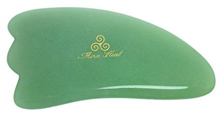 Mina Heal Jade Stone Facial Gua Sha for Lymphatic Massage Skin Detox and Rejuvenation, Anti-Wrinkles, Anti-Aging Facelift, Cosmetic Self-Treatment & Beauty | Smooth polished facial massage tool for skin care, self-care and relaxation routines.