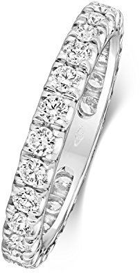Platin 950 2,9mm Flach Form Damen - Diamant Trauring/Ehering/Hochzeitsring Brillant-Schliff 1.06 Karat G - SI VS WJS2084PT950