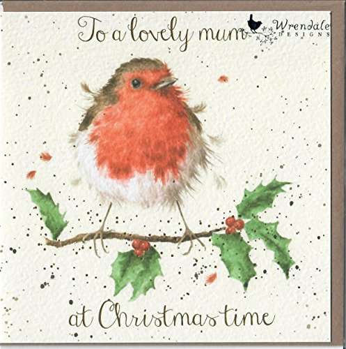 Wrendale Designs Hannah Dale Weihnachtskarte mit goldfarbener Folie, Aufschrift A Lovely Mum