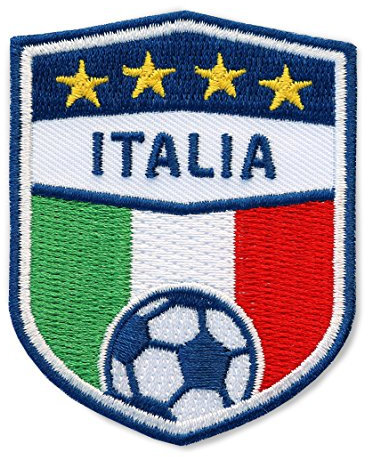 2 x Italia Fussball Abzeichen 70 x 55 mm gestickt/Italien Aufnäher Aufbügler Applikation Patch Bügelbild Sticker für Kleidung Cap Tasche/Football National Team Dress Trikot Flagge Fan