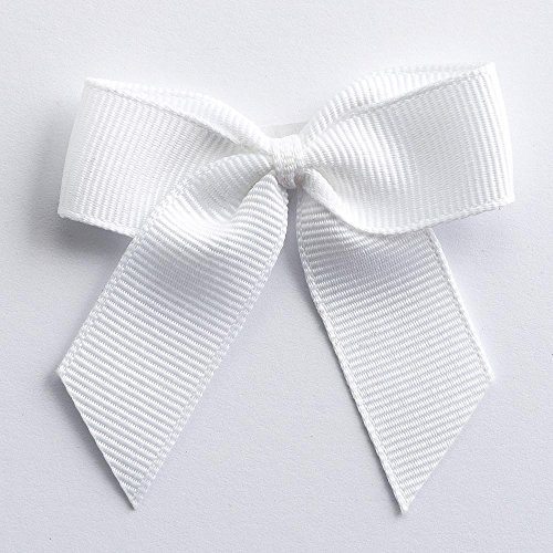 Italian Options Grosgrain Ribbon Bows Self Adhesive 12-Piece Pack, 5 cm Bow Width, White