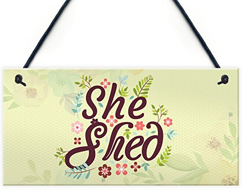 Red Ocean She Shed Garden Sign Gift For Her Woman Cave Mum Sister Friendship Home Plaque