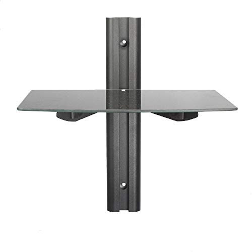 Xyanzi zhiwujia Single/DoubleTempered Glass Wall Mounted Floating Component Shelf - for Use With Set Top Boxes DVD Blu Ray Players & TV Wall Brackets Functional storage shelf (color : Single layer)