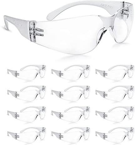 amoolo Clear Safety Glasses, ANSI Z87.1 Impact Resistant, 24 Pack, Adult