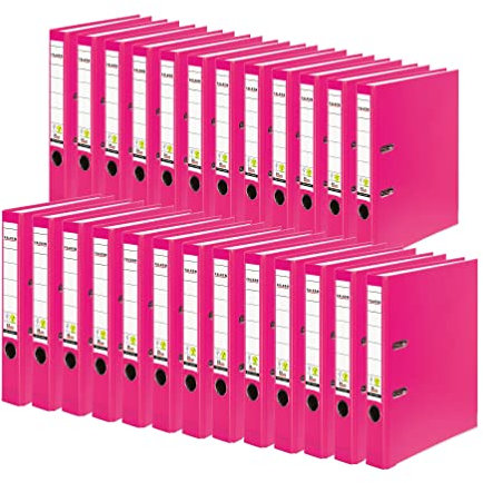 Original Falken 25er Pack PP-Color Kunststoff-Ordner. Made in Germany. 5 cm schmal DIN A4 Pastell-Farbe pink Ringordner Vegan Aktenordner Briefordner Büroordner Plastikordner Schlitzordner