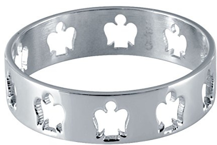 Quiges Edelstahl Stapelring Kombinationsring Bandring Füllring Engel 6mm Höhe Ringgröße 20mm (63)