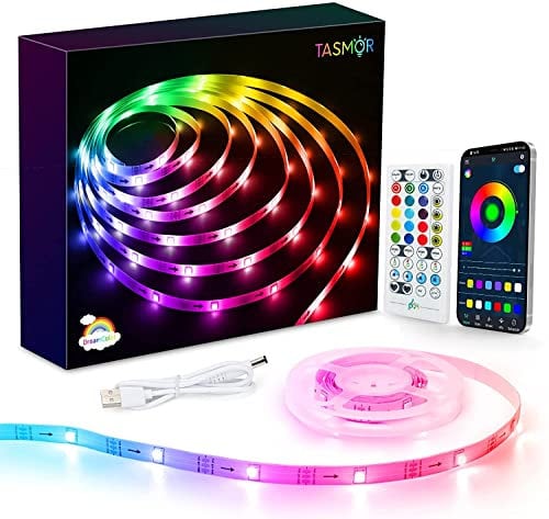 Tasmor RGB+IC LED Strip 2m, LED Streifen 2m Steuerbar via App, USB LED TV Hintergrundbeleuchtung Sync mit Musik, dimmbar LED Band 2m mit 16 Millionen Farben LED Beleuchtung für Deko TV