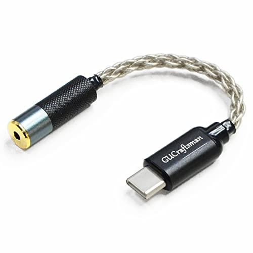 USB Type C to 2.5mm Balanced Portable HiFi Headphone Adapter 6N Single Crystal Silver Aux Audio Dongle Cable Cord to 2.5mm Balanced Adapter for Android/Windows/MacOSX System Smartphone Laptop