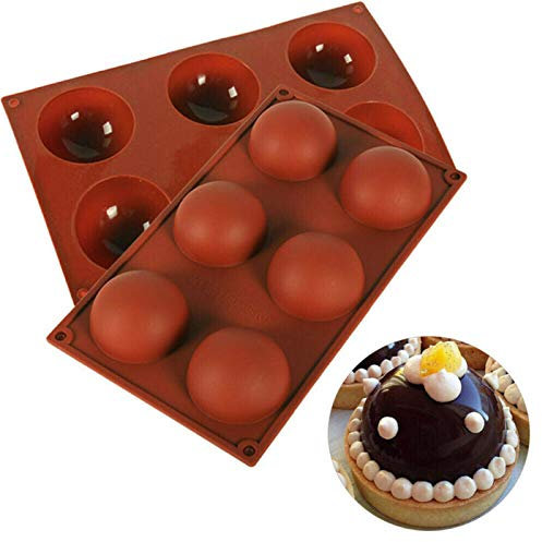 6 Holes Semi-Sphere Round Silicone Mold Chocolate Bombs Cake Baking Mould, Round Shape Half Sphere Mold Non Stick, Silicone Molds for Making Chocolate, Cake, Jelly, BPA Free