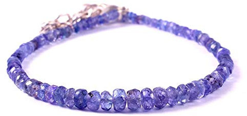 Jaipur Gems Mart Natürliches AAA Tansanit Edelstein Armband | 2 bis 3 MM facettierte Rondelle Perlen 7 Zoll | Vollstrang blau Farbe fertiges Armband