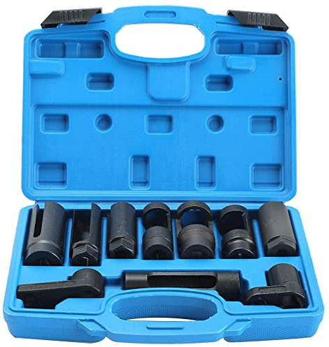 ATPEAM Oxygen Sensor Socket Set 10 Piece O2 Sensor Socket Set Oxygen Sensor Removal Tool Sensor Oil Pressure Sending Unit Socket Set 1/2in and 3/8in Sq Drive Oil Pressure Sensor Socket