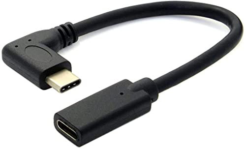 Cable corto USB C macho a macho, 20 cm en ángulo derecho e izquierdo 90 grados USB 3.1 tipo C macho a macho Cable de carga rápida para laptop, tableta y teléfono móvil (90 grados usb c M a F)