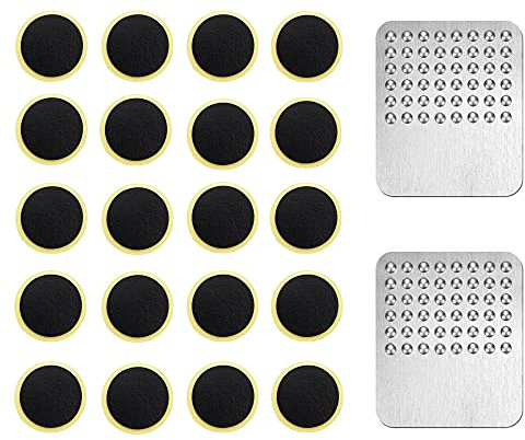 CTRICALVER Kit Reparation Pneu Velo, Adhésif Pneu de vélo Patch kit, 20 pcs Rustine Autocollante + 2 pcs Râpe Métallique, Convient pour la Plupart Velo