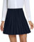 Damen Schule Stil Elastische High Taille Faltenrock A-Linie Kariert Tennis Mini Röcke mit Kurze Hosen(M, Marineblau)