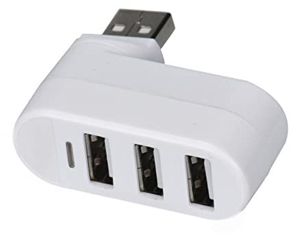 Bewinner 3 Port USB 2.0 Hub, 90°/180° Degree Rotatable, Portable Rotation Hot Swappable USB Docking Station for Laptop Home Office Travel(White)