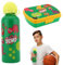 SRV Hub® Fiambrera con personaje de dibujos animados para niños con botella de agua deportiva de aluminio, fiambrera de plástico de 18 cm, botella de agua de 500 ml (juego de fiambrera Crazy Dino)