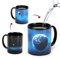 Heat Changing Coffee Mug 11oz Ceramic, Earth Moon System Astronomy Novelty Cup, Color Changing Space Gift for Christmas Halloween Birthday - Funny Present for Family Friends Lovers