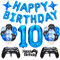 tonyg-p Gamer Deko Geburtstag,Videospiel Geburtstagsdeko Jungen 10 Jahre,Happy Birthday Girlande Banner,Gamecontroller Luftballons Schwarz Blaue Ballons für Kinder Videospiel Thema Party Zubehör