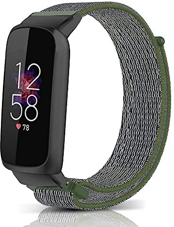 Niboow Armband Kompatibel mit Fitbit Luxe, Männer und Frauen Nylon Solo Loop Einstellbar Klettverschluss Ersatzband Armbänder Kompatibel mit Fitbit Luxe - Grün