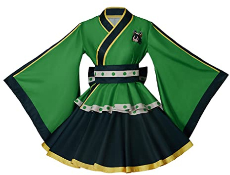 WOSHOW Anime Asui Tsuyu Cosplay Battle Lolita Kimono Kleid Cosplay Kostüm Halloween Anzug, XXXL