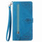 NEXCURIO Zip Wallet Case Compatible with Apple iPhone 12 Mini Phone Case Wallet with Credit Card Holder Strap Stand Women Leather Flip Case Floral Folding Cover Shockproof - Blue
