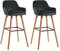 Vente-unique - Lot de 2 tabourets de Bar en Velours et Pieds Bois de hêtre - Noir - Eleana